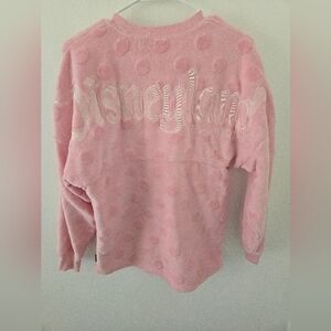 Disney World Spirit Jersey Womens Size XS Piglet Pink Velour Fuzzy Polka Dots EU